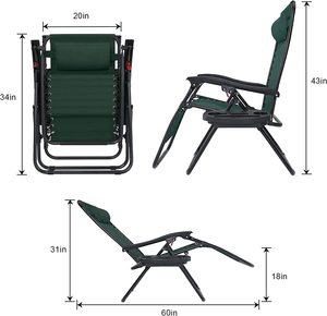 Woqi Riesige Garten-Sonnenliegen Strandliege Faltbare Pool-Liegen Zero-Gravity-Stuhl mit Baldachin - Product Image 3