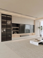 Mueble de TV Moderno con Panel de Madera y Luz LED, Personalizado de Fábrica, para Sala de Estar con Soporte de Pared Integrado