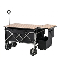Chariot de transport robuste tout-terrain grande capacité pliable à quatre roues étanche pour jardin, courses, plage et camping