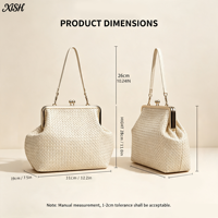 Tas Selempang Wanita Kapasitas Besar Desain Niche Eropa Amerika, OEM ODM Logo Kustom, Tas Kulit Anyaman dengan Klip