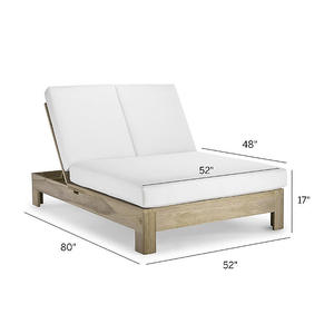 Tumbona de Madera de Teca Maciza de Lujo para Exteriores con Cojines Gruesos, Respaldo Ajustable y Asiento Doble - Product Image 5