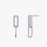 Ailmay - Pendientes de Cadena Rectangulares de Plata de Ley 925 con Diseño de Clip, para Mujer, Diseño Moderno y Sencillo, Joyería Diaria