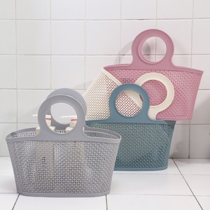 Laundry <b>Baskets</b> Rectangle Hollow Plastic <b>Storage</b> <b>Basket</b> With Handle For Bathroom Clothes Organizer Pink Blue Gray White - Product Image 1