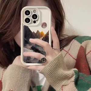 <span class=keywords><strong>Coque</strong></span> de téléphone antichoc de luxe au design peinture à l'huile Montagne enneigée pour <span class=keywords><strong>iPhone</strong></span> 16 15 17 Pro Max, couleur bonbon, étui arrière - Product Image 3
