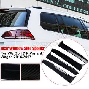 Pair Rear Window Side Spoiler canard canards <b>Splitter</b> Glossy For VW Golf 7 R Variant Wagen 2014-2017 Gloss Black/Carbon Look - Product Image 1