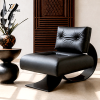 Fauteuil de salon ergonomique minimaliste en cuir véritable fait main, design queue de poisson, luxe léger, noir pêche, pour salle à manger, extérieur et salon