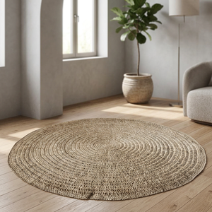 Home Basket Bali Bohemian-Tribal-Tropical Design Handmade Natural Agel/Palm <b>Round</b> <b>Carpet</b> - Product Image 2