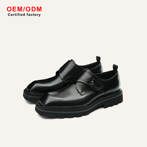 Mocassins pour hommes en cuir véritable, à bout carré, personnalisés OEM, pour affaires, avec semelle extérieure en caoutchouc amortie, chaussures habillées de bureau et de carrière - Product Image 1