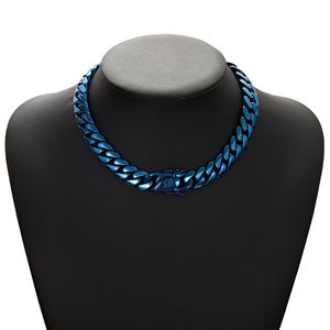 <span class=keywords><strong>2025</strong></span> perhiasan Fashion desain baru 14mm baja tahan karat pria biru Kuba rantai kalung gelang Hip Hop perhiasan - Product Image 3