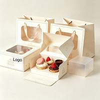 Boîte d'emballage pour gâteaux personnalisée en gros avec logo, recyclable, faite à la main, avec fenêtre transparente pour anniversaire, mariage, fête