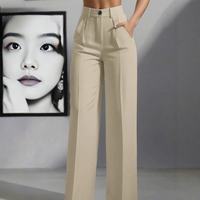 Pantalon droit décontracté taille haute plissé et drapé pour femme, nouvelle collection 2026, style transfrontalier Europe-Amérique, pour sites web indépendants