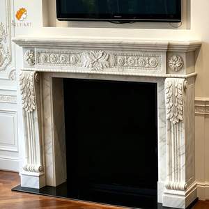 Mantel de Chimenea de Mármol Blanco MILY, Estilo Francés, Tallado a Mano de Alta Calidad, Personalizable, Decoración para el Hogar en <span class=keywords><strong>Venta</strong></span> - Product Image 1