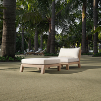LUXORA Mobilier d'extérieur moderne de luxe, écologique, résistant aux UV, empilable, pour hôtel, complexe hôtelier, jardin, terrasse, ensemble de chaises et ottomanes en teck