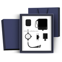 Venta caliente Premium Personalizable Corporate Gift Set Auriculares Cable Power Bank Cargador rápido USB Ideal para promociones de negocios
