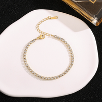 Nouveau bracelet en acier inoxydable de style européen et américain, serti de diamants, style minimaliste, bijoux entièrement sertis de zircon