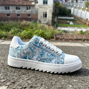 Luxury Trendy Skate Shoes with Gold <b>Heel</b> Spliced Designer Casual Shoes Non-slip Lace-up Dirty Style Skateboard Shoes - Product Image 4