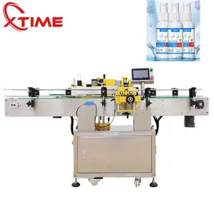 Full Automatic High Speed Double Head Cosmetic Flat Bottle Bag Sticker Flat Surface Top Bottom Labeling Machine