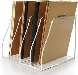 Porte-revues en acrylique 4 compartiments verticaux trieur de documents de bureau organisateur <span class=keywords><strong>classeur</strong></span> transparent <span class=keywords><strong>pour</strong></span> documents - Product Image 2