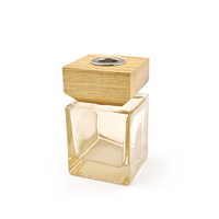 Bouteille diffuseur de parfum en verre unique, personnalisée, de luxe, vide, carrée, mate, givrée, avec estampage à chaud, avec bouchons à vis en bois