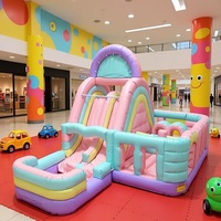 Château gonflable de qualité commerciale avec piscine à balles et toboggan, location pour fêtes en plein air, structure gonflable pour événements d'enfants