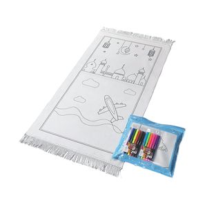 Set Tappetino da Preghiera per Bambini da Colorare, Tappeto Musulmano Ricolorabile con Pennarelli Atossici, Giocattolo Educativo Islamico, Regalo per il Ramadan - Product Image 6
