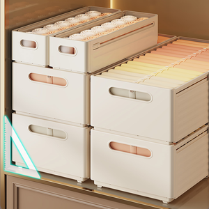 Boîte de rangement moderne en PP pour tiroir de maison, poignée rétractable, multifonctionnelle pour vêtements, aliments, jouets, lavable au lave-vaisselle - Product Image 4