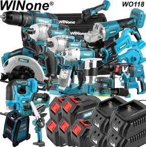 Winone-Steckschlüssels atz 18 Stück in einem 3,0 Ah 4,0 Ah 5,0 Ah 20V 21V Makas lxt1500 15-Werkzeug-18-Volt-Elektrowerkzeug-Kombisatz für Akku-Werkzeuge