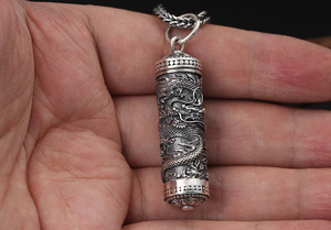 Cổ Điển 925 Sterling Bạc Rồng Mặt Dây Chuyền Cho Nam Giới Tự Làm Độc Đáo Vòng Cổ Món Quà Động Vật Rồng Charms <span class=keywords><strong>Ghau</strong></span> Cầu Nguyện Hộp Mặt Dây Chuyền - Product Image 5