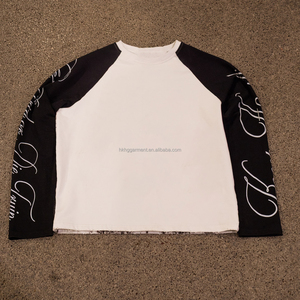 Custom OEM Design <b>Waffle</b> Knit Tshirt Raglan Sleeve Color Block Screen Printing Tshirt Men <b>Waffle</b> Long Sleeve T <b>Shirt</b> - Product Image 1
