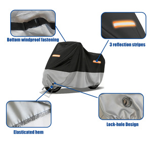 Housse de moto pliable en PVC 600D durable, coupe-vent et imperméable avec bandes réfléchissantes, trou de verrouillage et ourlet élastique - Product Image 5