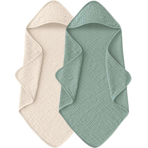 Tessuto di <span class=keywords><strong>cotone</strong></span> mussola tinta unita bambino asciugamano da bagno con cappuccio per bambini <span class=keywords><strong>accappatoio</strong></span> 76*76cm - Product Image 2