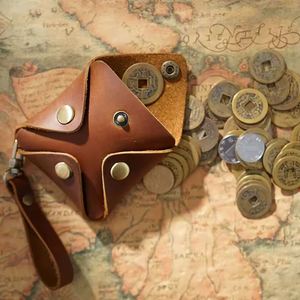 Genuine Leather Handmade Compact <b>Coin</b> Purse & <b>Wallet</b> for Men Portable Simple Design Korean Style Promotional Novelty Gift - Product Image 4