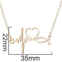 Collier pendentif en acier inoxydable plaqué or rose 18 carats, anti-ternissement, motif ECG, battement de cœur, pour femme
