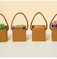Boîte de transport carrée en papier kraft biodégradable de qualité supérieure pour plantes succulentes et fleurs, avec poignée confortable, idéale pour les boîtes de fête