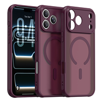 Coque de téléphone magnétique antichoc rouge vin pour iPhone 18 Pro Max, coque de protection anti-chute givrée pour iPhone 18 Duo