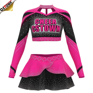 Großhandel frei Design Cheerleader Uniform Stoff benutzer definierte Logo Kinder Mädchen Cheerleading Kostüme