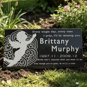 Custom Flat Granite <strong>Memorial</strong> <strong>Plaque</strong> with Angel Design - Weatherproof Grave Marker <strong>for</strong> Cemetery <strong>Garden</strong> Desert Snow - Product Image 2