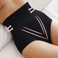 여성용 심리스 하이웨이스트 힙업 삼각 팬티 복부 보정 속옷 빅 크로치 허니콤 슬리밍 팬츠 언더팬츠