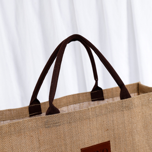 Sacs fourre-tout en toile de Jute pliable, <span class=keywords><strong>naturel</strong></span>, bon marché - Product Image 4