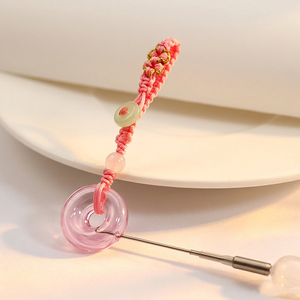 Porte-clés rechargeable en forme de nœud de paix avec flacon de parfum en verre coloré, pendentif Feng Shui rond et perles - Product Image 6