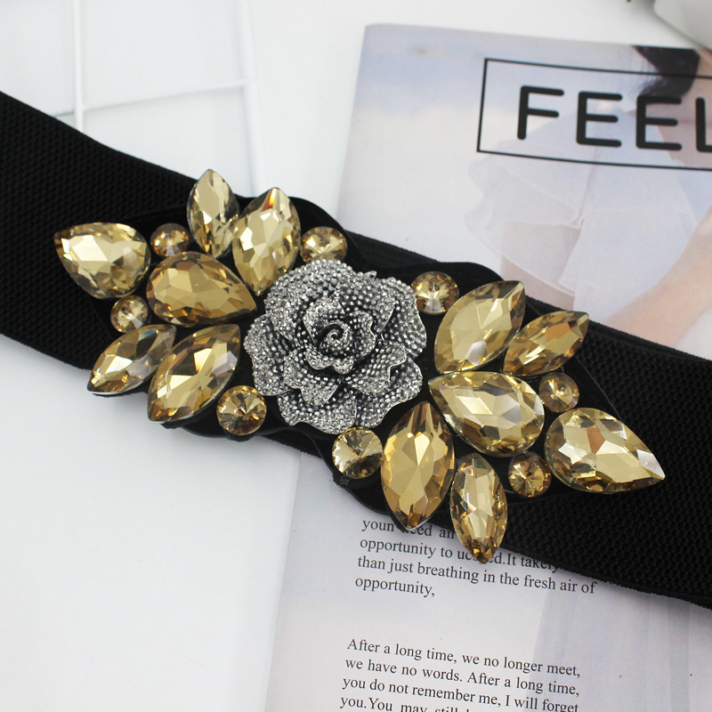 Bling Women Corset Wide Rhinestone Stretch Elastic Belt Bling Women Corset Wide Rhinestone Stretch Elastic Belt
