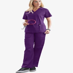 Pink Color Cheap Priced Medical Scrub / Nurse Uniform with Logo