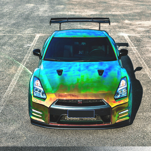 WRAPMASTER 1.37*17 mètres Vert arc-en-ciel <span class=keywords><strong>Holographique</strong></span> Chrome Car Wrap Vinyl Roll Wraps - Product Image 4