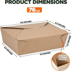 Caja Bento para Llevar, Ecológica, para Comida Rápida, Fideos, Ensaladas, Almuerzo, Caja de Papel Kraft para Empacar Alimentos - Product Image 3