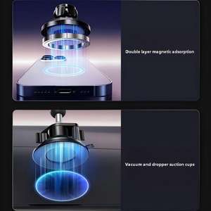 Support de téléphone pour voiture en alliage d'aluminium flexible à double aimant, ventouse puissante et stable pour pare-brise, tableau de bord, bureau - Product Image 4