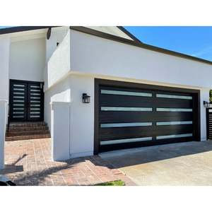 Porte de garage de villa de luxe avec surface finie imperméable résistante d'ouragan aérienne automatique en verre isolé par alliage d'aluminium - Product Image 3