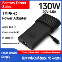 Chargeur pour ordinateur portable 130W compatible avec Dell, adaptateur secteur 20V 6.5A, charge rapide PD (interface USB Type-C)
