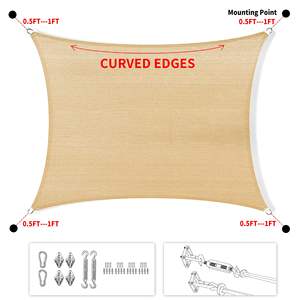 Bonne qualité personnalisable <span class=keywords><strong>pas</strong></span> <span class=keywords><strong>cher</strong></span> <span class=keywords><strong>grand</strong></span> Rectangle Beige voile d'ombrage auvent tissu Durable bloc UV voile d'ombrage - Product Image 2