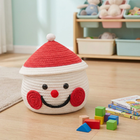 Panier de rangement en corde de coton avec couvercle, bac de rangement pour jouets d'enfants, boîte décorative pour chambre d'enfant