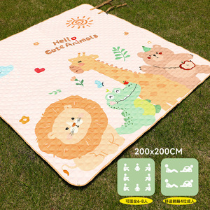 เสื่อปิกนิกยี่ซิดาน 200x200 ซม. เสื่อปิกนิกกลางแจ้งทรงสี่เหลี่ยมกันความชื้นพร้อมธีมสัตว์น่ารักสำหรับปิกนิกครอบครัว - Product Image 1